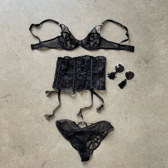 Implicite Other - Implicite Three Piece Lingerie set (bra, corset/garter, panties)